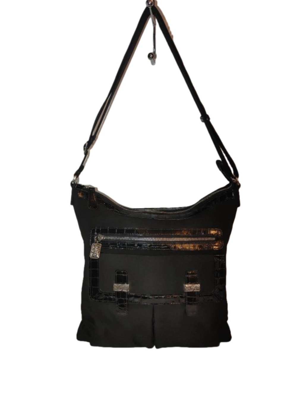 Brighton Front Pocket Nylon & Leather Hobo